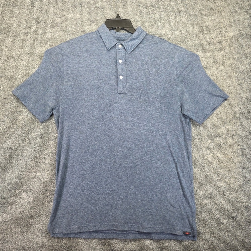 FAHERTY BRAND Mens Blue Heathered Short Sleeve Button‎ Up Polo Shirt Size M
